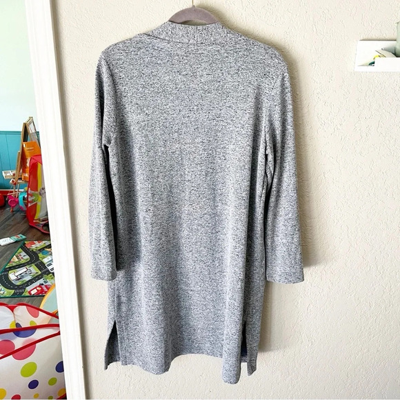 Clara Sun Woo Cardigan Women's Small Longline Heather Gray Open Front Cozy - Picture 2 of 9